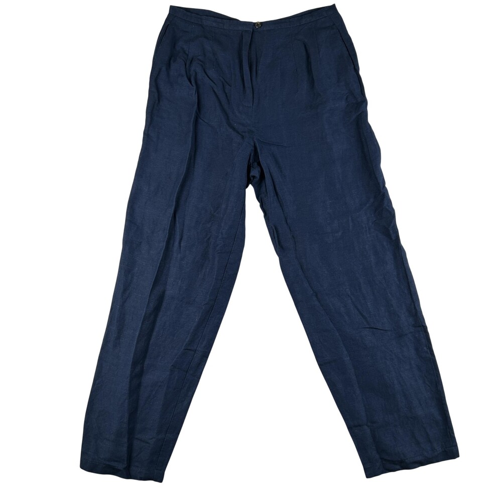Harve Benard Dress Pants Womens Small Blue Linen Viscose Pleated Twill Work